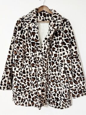 Fashion clothing Faux Fur Leopard Print Coat NWT XXL